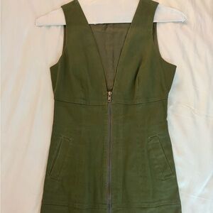 Line & Dot Olive Zip-Front Mini Dress